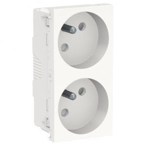 Unica prise double 2P+T FR 45° connexion rapide Blanc méca seul SCHNEIDER NU306918 2