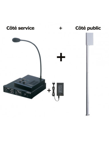 Kit interphone guichet avec micro côté service et tube acoustique côté public IMEKIT AIPHONE 130014
