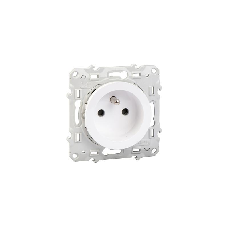 ODACE PRISE DE COURANT 2P+T BLANC A VIS CONNEXION VIS SCHNEIDER S520039