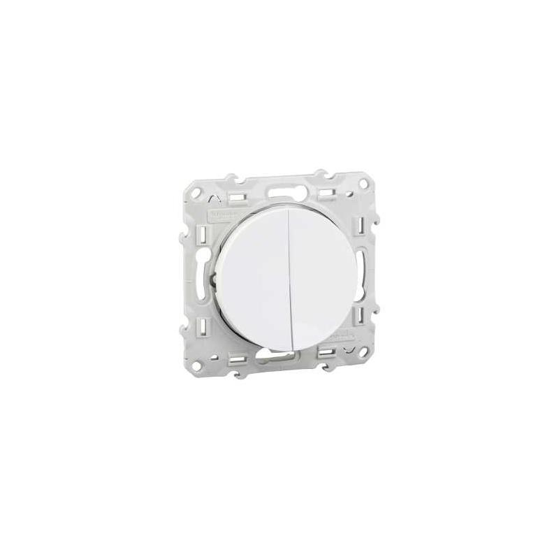 Double va et vient Blanc connexion rapide à vis ODACE SCHNEIDER S520214
