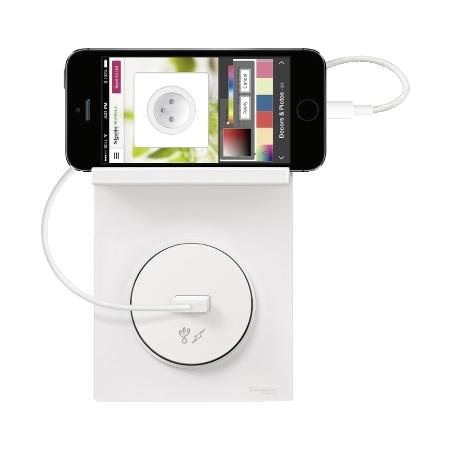 Odace Styl Pratic plaque Blanc support téléphone mobile 1 poste SCHNEIDER S520712