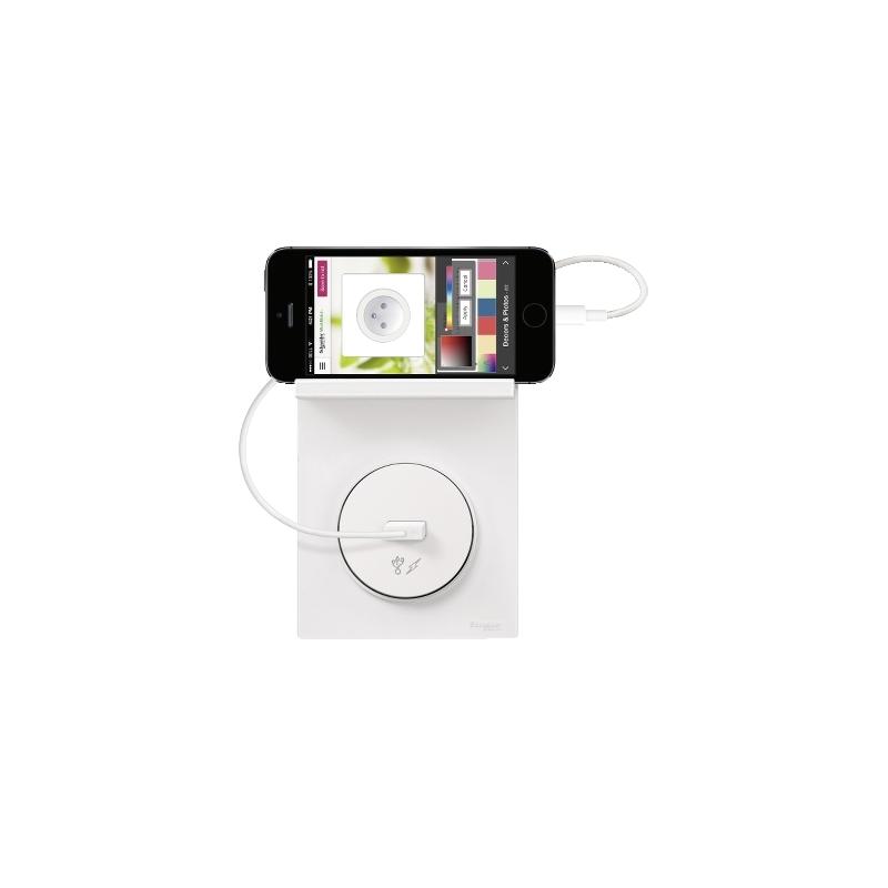 Odace Styl Pratic plaque Blanc support téléphone mobile 1 poste SCHNEIDER S520712