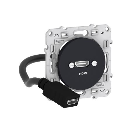 Prise Odace HDMI type A anthracite prise femelle câble femelle arrière SCHNEIDER S540462