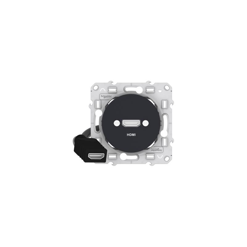 Prise Odace HDMI type A anthracite prise femelle câble femelle arrière SCHNEIDER S540462
