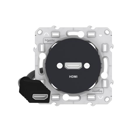 Prise Odace HDMI type A anthracite prise femelle câble femelle arrière SCHNEIDER S540462