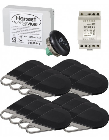 Pack avec 1 centrale HELIGHT2 et de 16 badges HECV2N programmés avec alimentation 40781 AIPHONE HEPACK16 150043