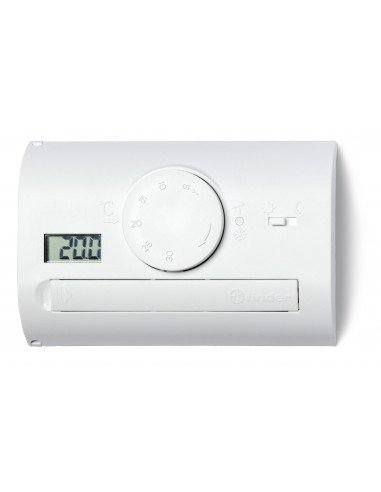 THERMOSTAT D'AMBIANCE BLANC MONTAGE PAROI 1 INVERSEUR 5A ALIM PILES 2 X 1,5V AAA - REGLAGES MANUELS ANTI FINDER 348216