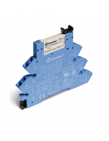 INTERFACE MODULAIRE A RELAIS 6,2MM 1RT 6A 24VDC CAGES RESSORT AGSNO2 FINDER 292717