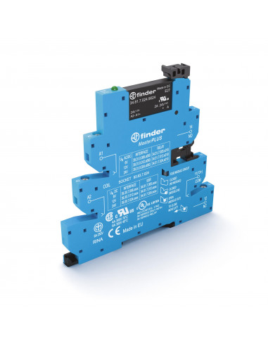 INTERFACE MOD A RELAIS STAT MASTERPLUS OPT° PORTE FUSIBL 1NO ENT 24VDC SORT 24VDC 2A BORNES CAGES FINDER 353760