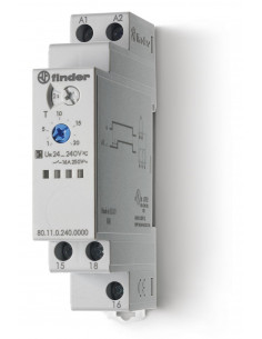 RELAIS TEMPORISE MODULAIRE FONCTION AI 1RT 16A DE 24 A 240VAC/DC 0,1S A 24H FINDER 324586