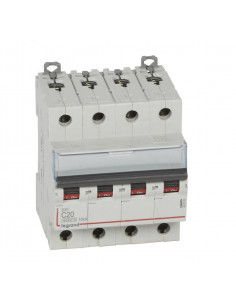 Disjoncteur DX³6000 10kA arrivée haute et départ bas à vis 4 Pôles 400V 20A courbe C LEGRAND 407899
