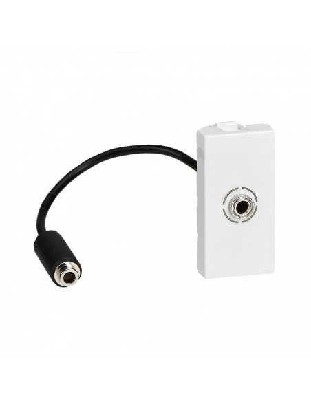Prise Jack femelle 3,5mm pré-connectorisée Mosaic 1 module blanc LEGRAND 078779