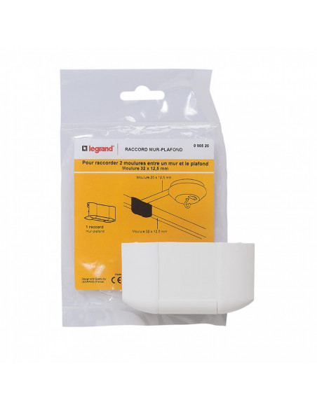 Dérivation à plat mur et plafond pour moulure DLPlus 32x20mm ou 40x20mm blanc LEGRAND 030216