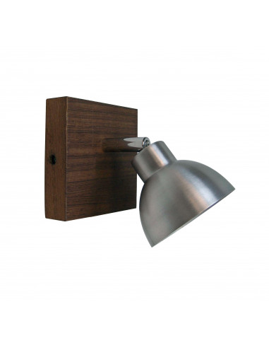 CASA Spot sur patère GU10 60W max., orientable, alu/bois, lampe non incl. ARIC 0378