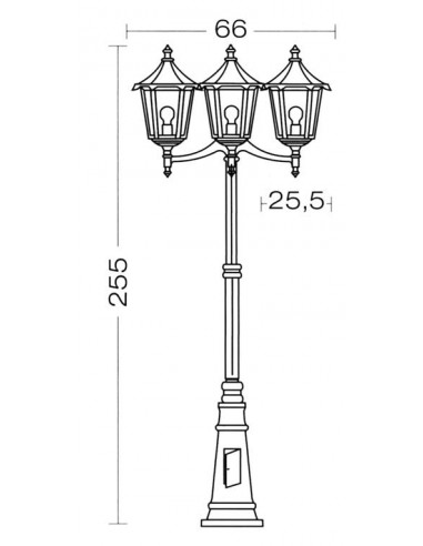 MONACO -Lant.+Mat IP43 IK02, noir, E27 3x100W max., lampe non incl., haut.2,55m ARIC 3076