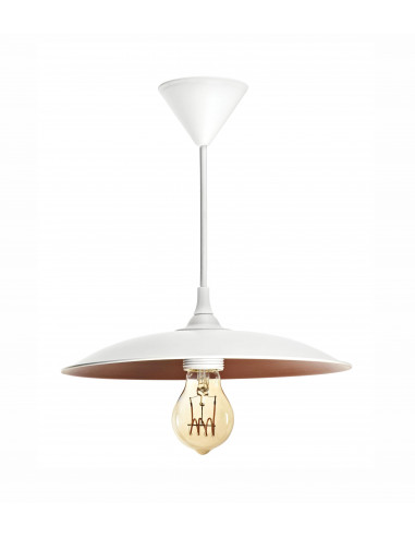 ROMA Suspension E27 60W max, Ø280mm, acier blanc/int.cuivré, lampe non incl. ARIC 4204
