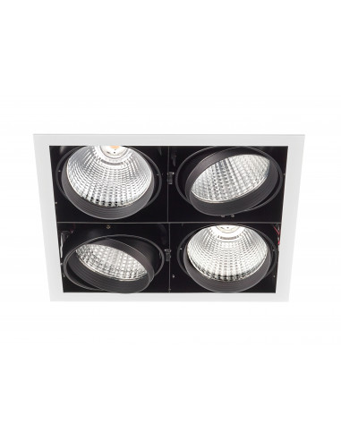 KIT QUADRA QUATRO -Downlight orient. blanc, 4 mod. LED 34W 3000K 40° 3300lm incl ARIC 51182