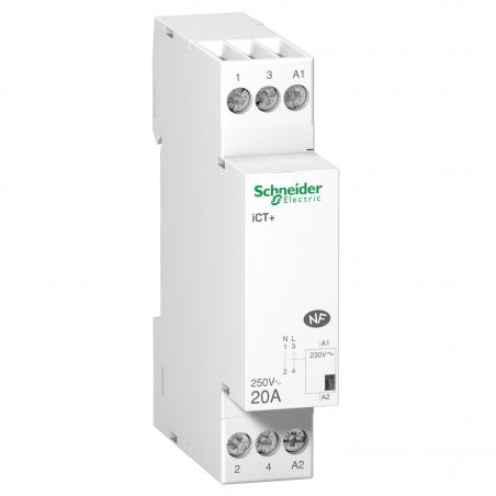 Acti9 iCT+ contacteur silencieux 1P 20A 230VCA livré avec 1 intercalaire SCHNEIDER A9C15030