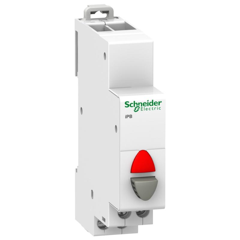 Acti9 iPB bouton-poussoir lumineux 1 NF gris + voyant rouge 12...48VCA/VCC SCHNEIDER A9E18039