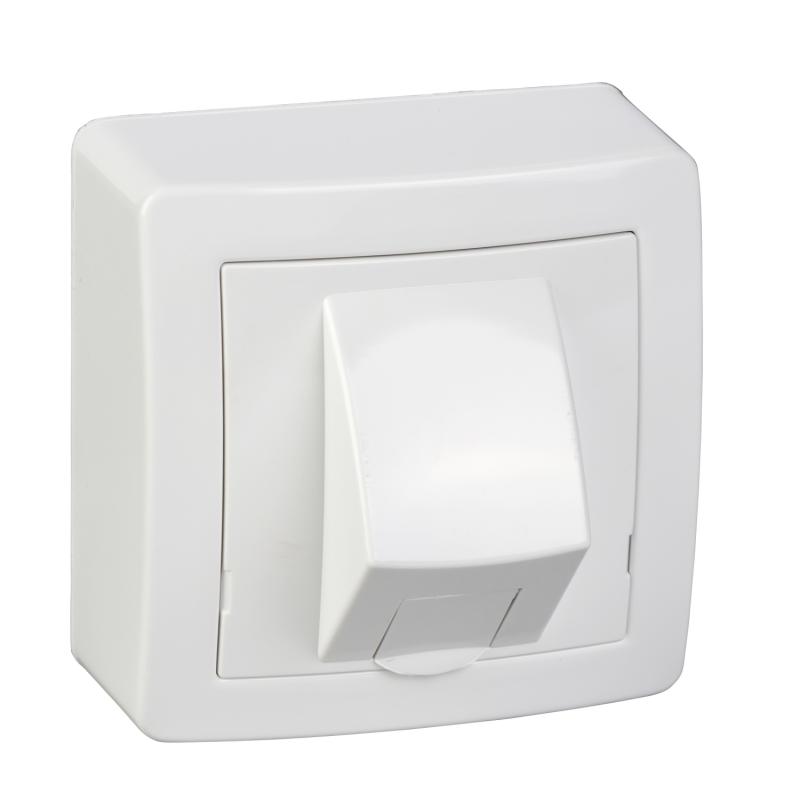 Alréa RJ45 simple catégorie 6 UTP avec cadre saillie blanc polaire SCHNEIDER ALB62342P