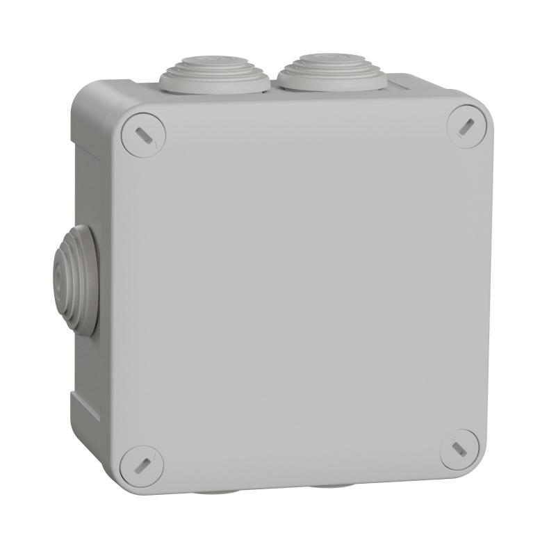 Mureva Box boite de dérivation IP55 + embouts + bornier 105x105x55 gris SCHNEIDER ENN05205