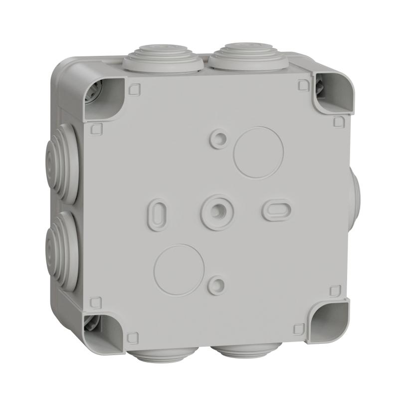 Mureva Box boite de dérivation IP55 + embouts + bornier 105x105x55 gris SCHNEIDER ENN05205