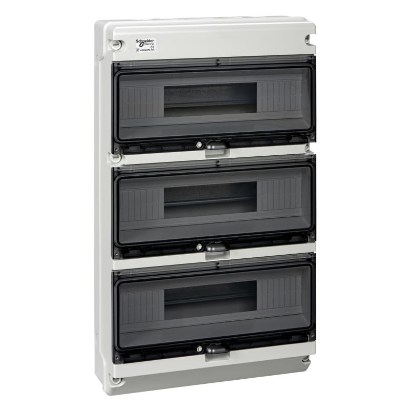 Schneider Electric Kaedra 13964 - Coffret Étanche IP65 24 Modules - 340x460x160 Mm - Porte Verte Transparente