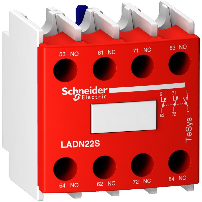 TeSys D bloc contacts auxiliaires frontaux de sécurité 2O+2F rouge SCHNEIDER LADN22S