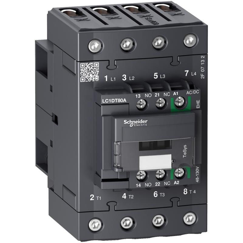 TeSys D Green contacteur 4P (4NO) 80A 48/130VCA/CC basse conso vis SCHNEIDER LC1DT80AEHE