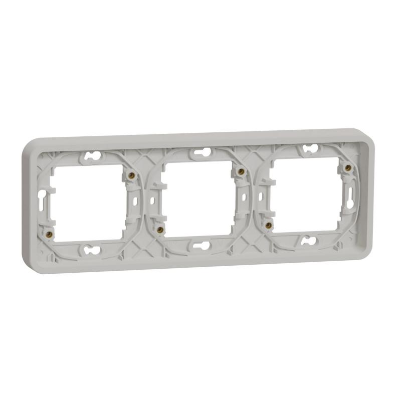 Mureva Styl Cadre 3 postes horizontal encastré IP55 IK08 blanc SCHNEIDER MUR39109