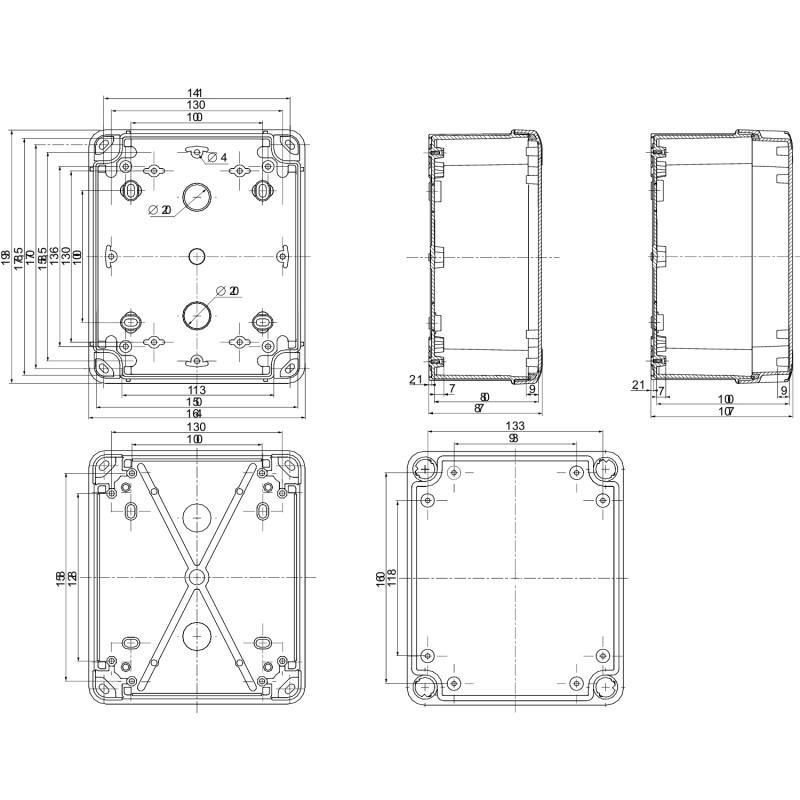 Thalassa boîte industrielle 192x164x87mm ABS SCHNEIDER NSYTBS19168