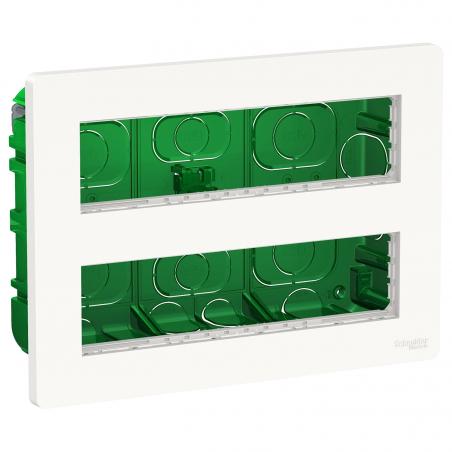 Unica boîte de concentration encastrée complète 2 rang de 8 mod Blanc anti SCHNEIDER NU171820
