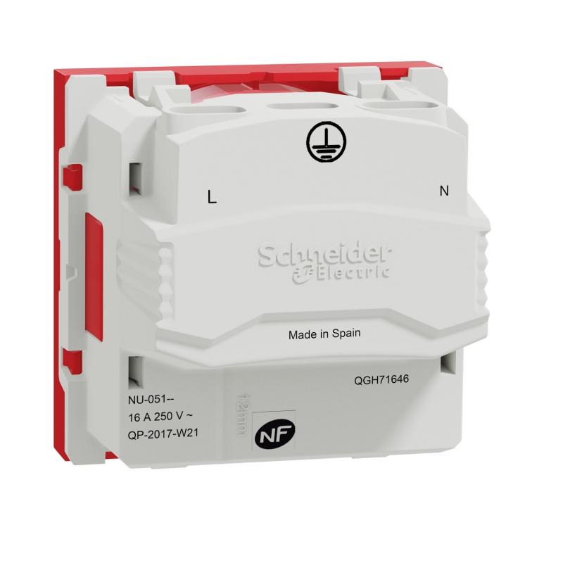 Unica prise 2P+T FR 90° vis détrompage mécanique Rouge méca seul SCHNEIDER NU305103