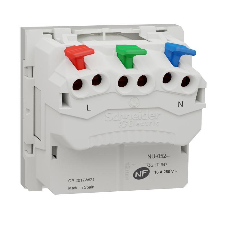 Unica prise 2P+T FR 90° affleurant raccord rapide Blanc méca seul SCHNEIDER NU305218