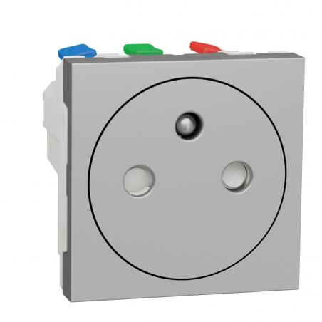 Unica prise 2P+T FR 90° affleurant raccord rapide Alu méca seul SCHNEIDER NU305230