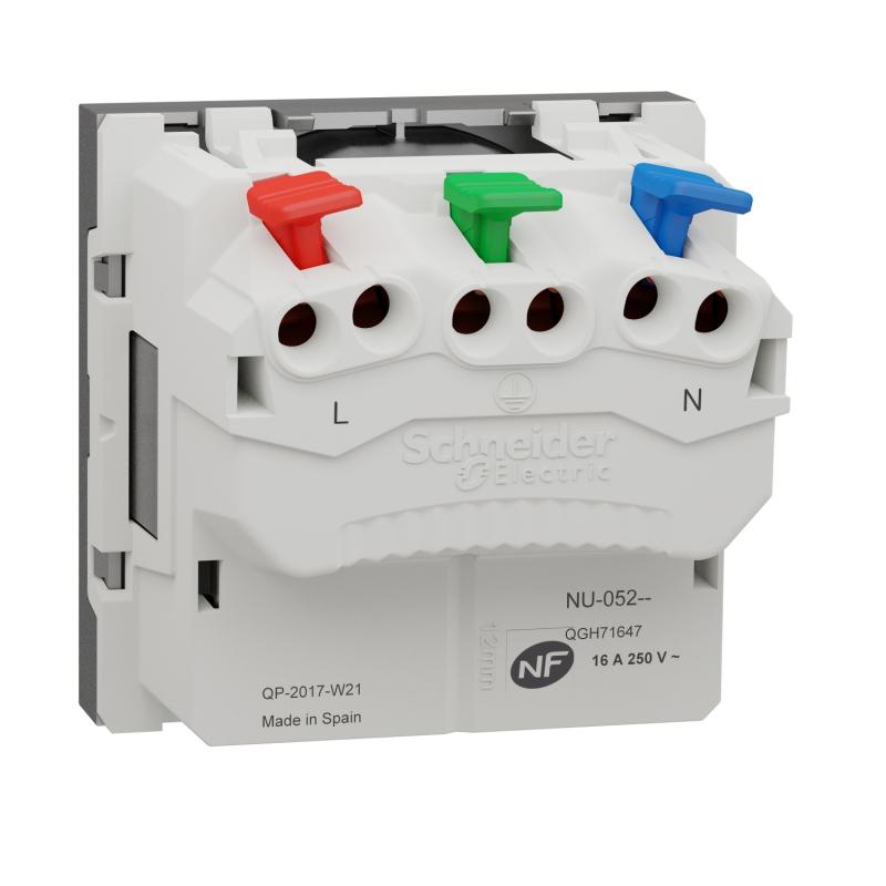 Unica prise 2P+T FR 90° affleurant raccord rapide Alu méca seul SCHNEIDER NU305230