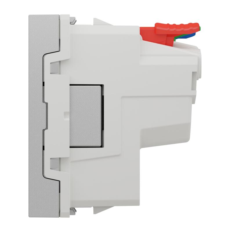 Unica prise 2P+T FR 90° affleurant raccord rapide Alu méca seul SCHNEIDER NU305230