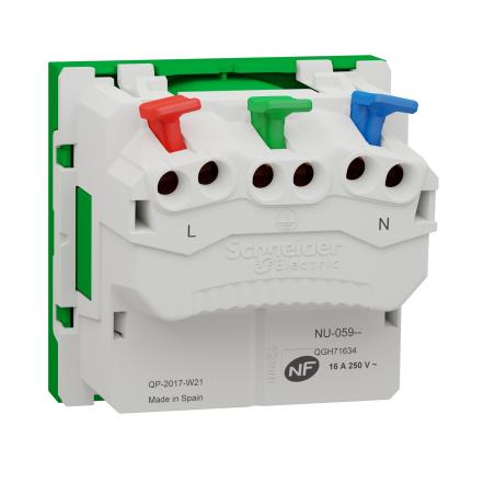 Unica prise 2P+T FR 90° raccord rapide traversant Vert méca seul SCHNEIDER NU305906