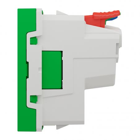 Unica prise 2P+T FR 90° raccord rapide traversant Vert méca seul SCHNEIDER NU305906