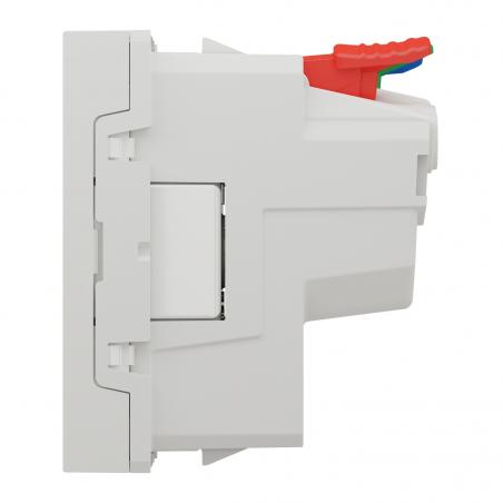 Unica prise 2P+T FR 90° raccord rapide travers Blanc anti méca seul SCHNEIDER NU305920
