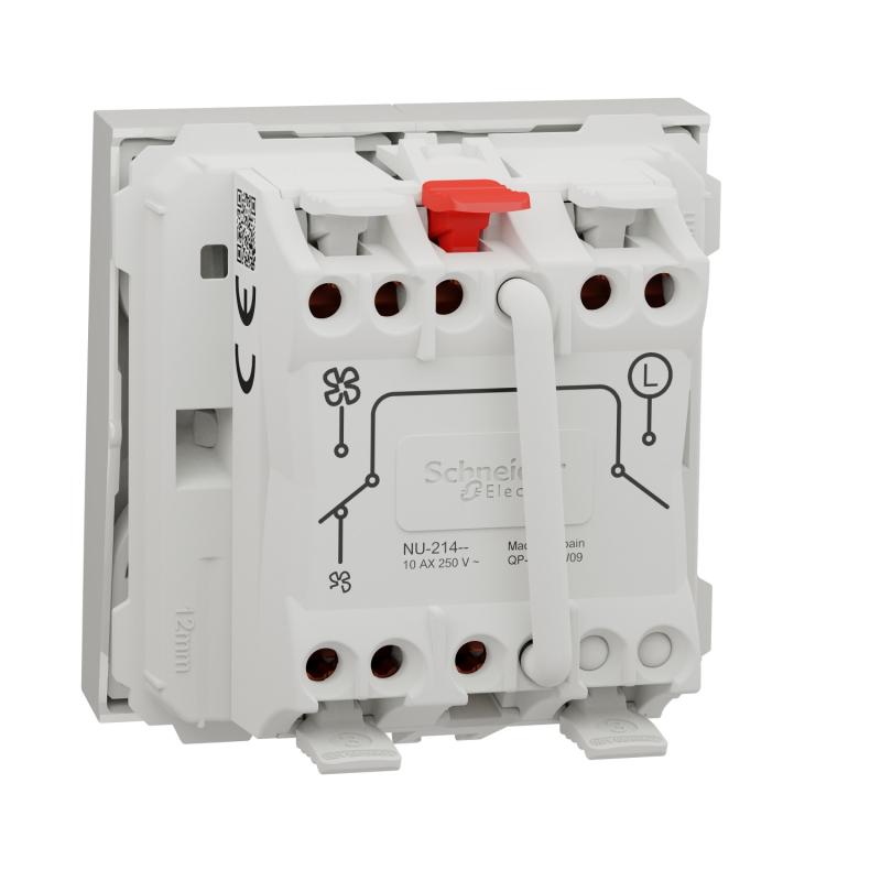 Unica commande VMC ON/OFF + 2 vitesses 10A 2 mod Blanc méca seul SCHNEIDER NU321418