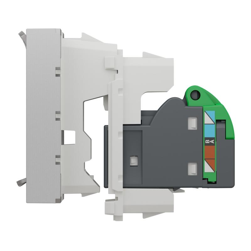 Unica prise RJ45 simple cat 6A FTP 2 mod Alu méca seul SCHNEIDER NU344930