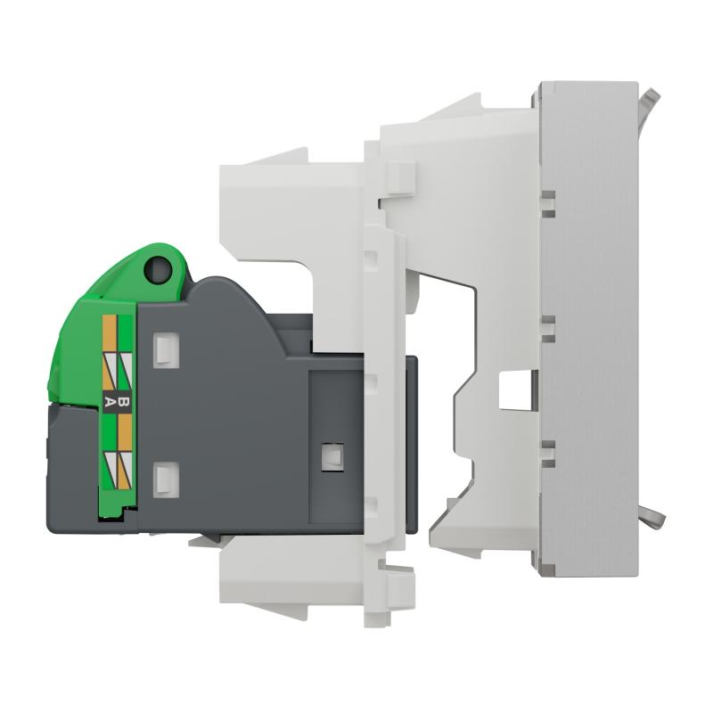 Unica prise RJ45 simple cat 6A FTP 2 mod Alu méca seul SCHNEIDER NU344930