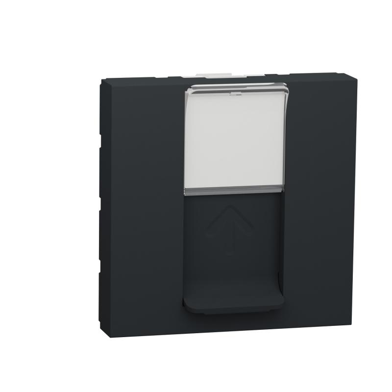 Unica prise RJ45 simple cat 6A FTP 2 mod Anthracite méca seul SCHNEIDER NU344954