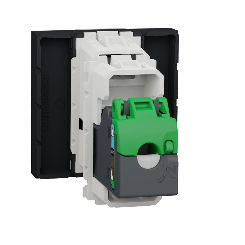 Unica prise RJ45 simple cat 6A FTP 2 mod Anthracite méca seul SCHNEIDER NU344954