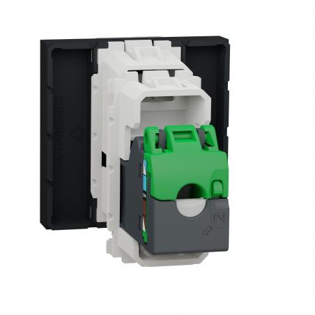 Unica prise RJ45 simple cat 6A FTP 2 mod Anthracite méca seul SCHNEIDER NU344954