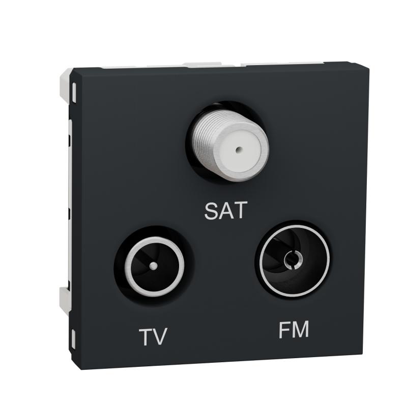 Unica prise TV + FM + SAT 2 mod Anthracite méca seul SCHNEIDER NU345054