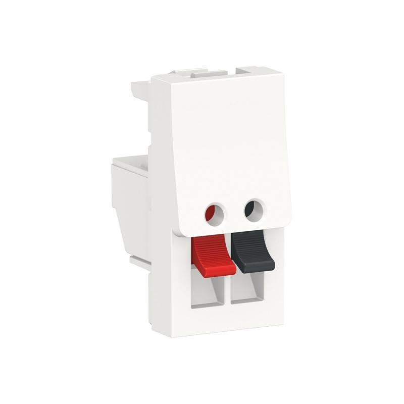 Unica prise haut-parleur 1 sortie rouge + noir 1 mod Blanc méca seul SCHNEIDER NU348718