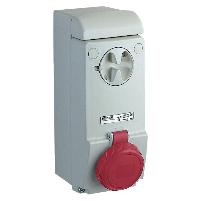 PratiKa socle de prise à vis saillie 63A 3P+N+T 380-415V IP65 SCHNEIDER PKB63P535