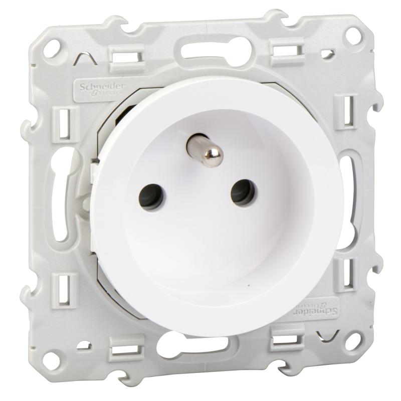 ODACE PRISE DE COURANT 2P+T BLANC A VIS CONNEXION VIS SCHNEIDER S520039